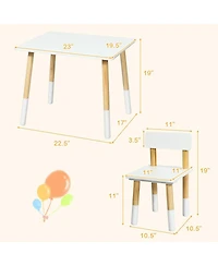Kids Wooden Table and 2 Chairs Set