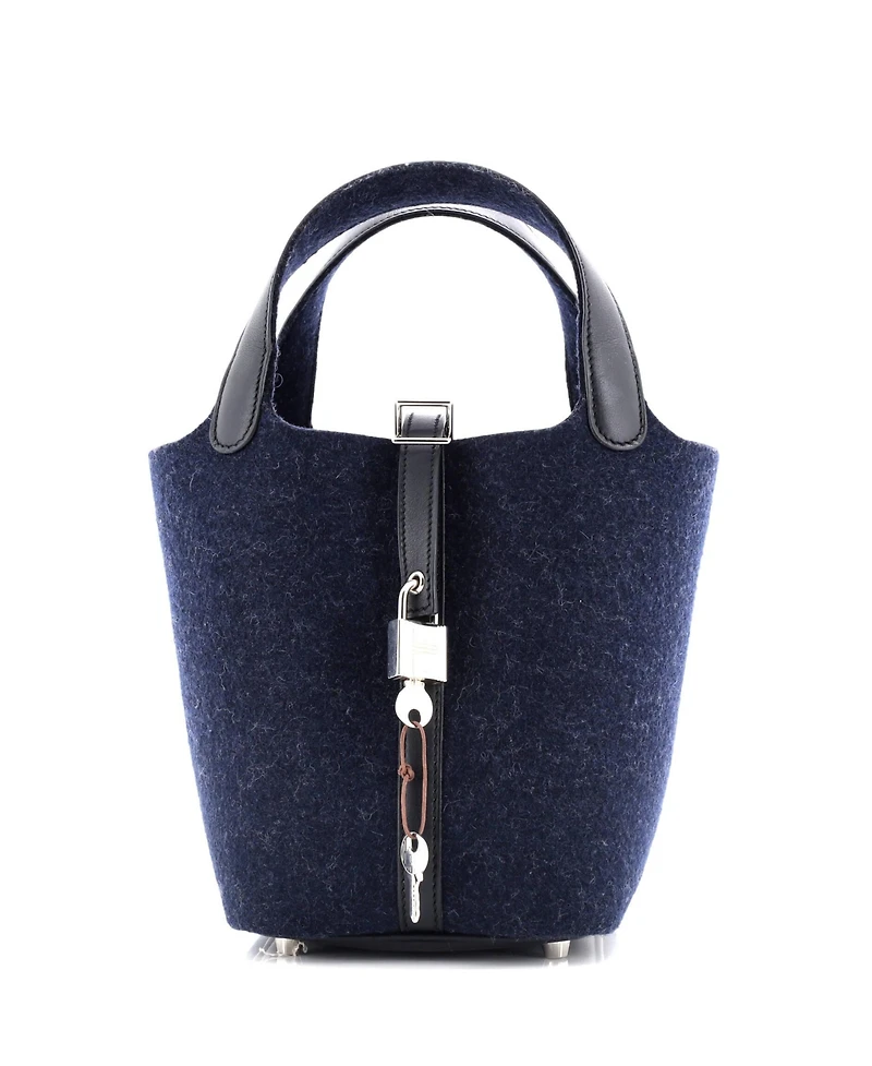 Pre-Owned Hermes Pm Picotin Lock Bag Felt with Leather