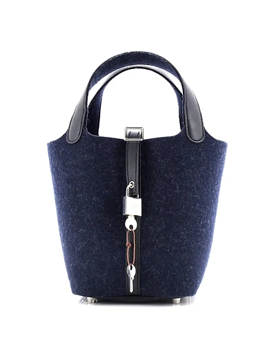 Pre-Owned Hermes Pm Picotin Lock Bag Felt with Leather