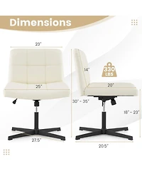 Pu Leather Upholstered Cross-legged Office Chair with Oversized U-shaped Seat for Home Make Up