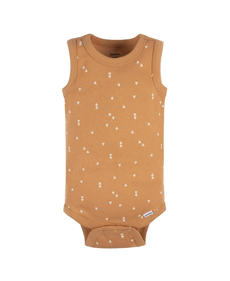 Gerber Baby Boys 5-Pack Sleeveless Onesies Bodysuits, Blue Stripe, 0-3 Months