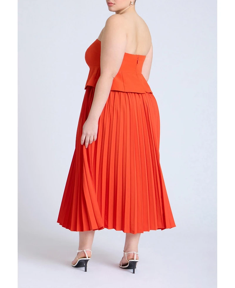 Eloquii Women's Plus Strapless Pleated Midi Dress