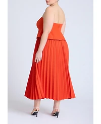 Eloquii Women's Plus Strapless Pleated Midi Dress