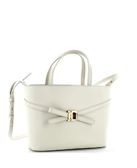 Pre-Owned Salvatore Ferragamo Small Front Cross Bow Shopper Tote Leather