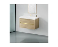 Casainc 36" Wall-Mounted Bathroom Vanity with Sink, Floating Storage Cabinet Stone Resin Countertop and Soft Close Drawers