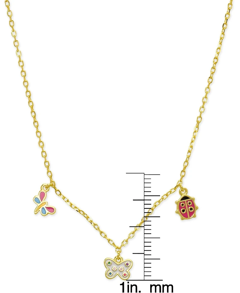 Lily Nily Girls Enamel Multi Charms Necklace in 18K Gold over Sterling Silver