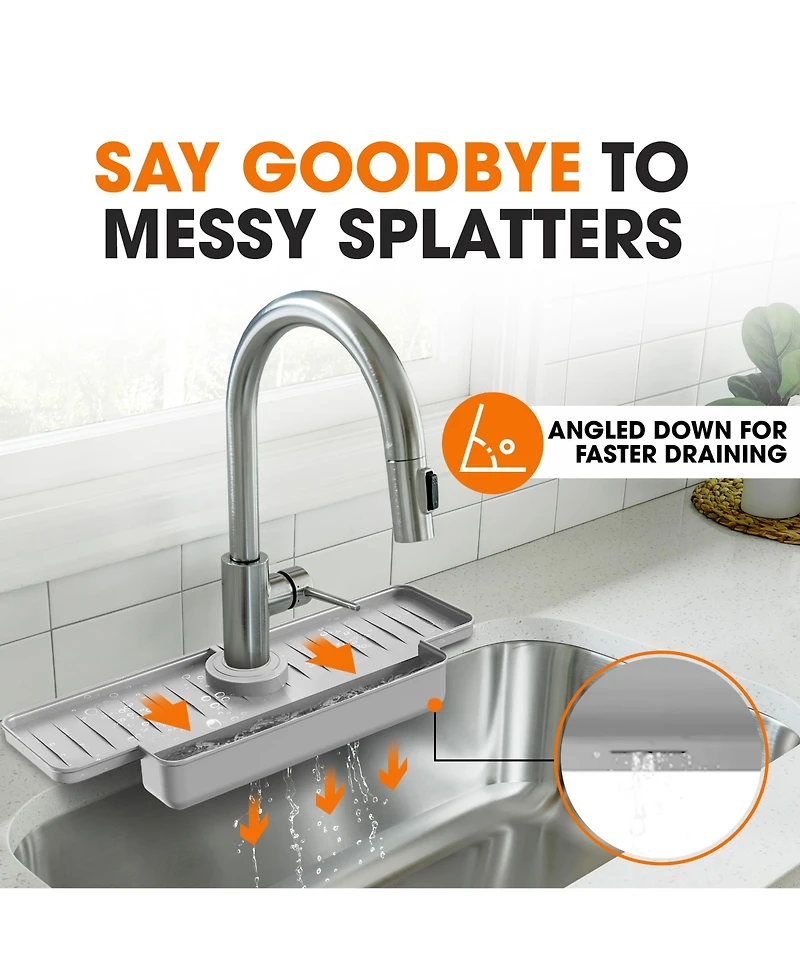 Cheer Collection Silicone Faucet Draining Mat with Soap Holder