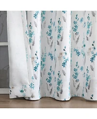 Kate Aurora 1 Piece Watercolor Floral Light Filtering Grommet Top Window Curtain Panel