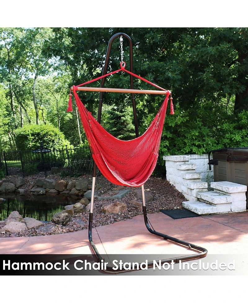Caribbean Style Extra Large Hanging Rope Hammock Chair Swing for Backyard and Patio