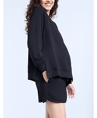 Motherhood Maternity Long Sleeve With Side Slits Scuba Raglan Top