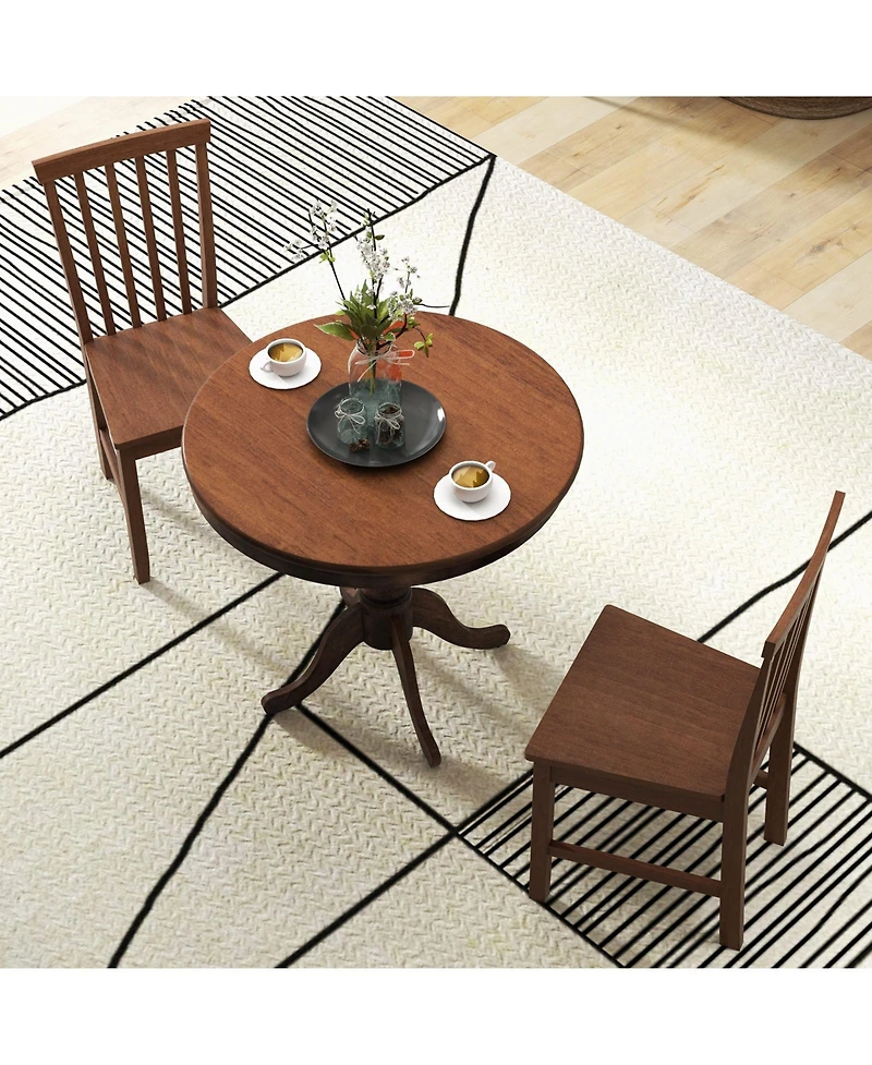 3 Pieces Wooden Dining Table and Chair Set for Cafe Kitchen Living Room