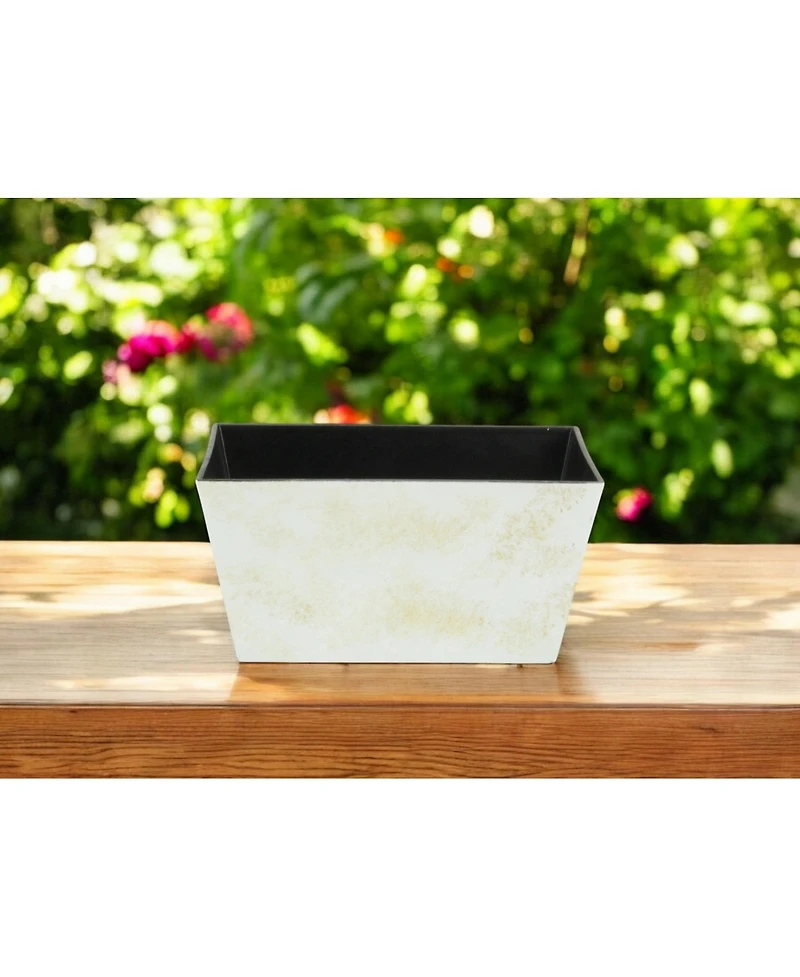 Weather-Resistant Rectangular Plastic Planter for Outdoor and Indoor Use