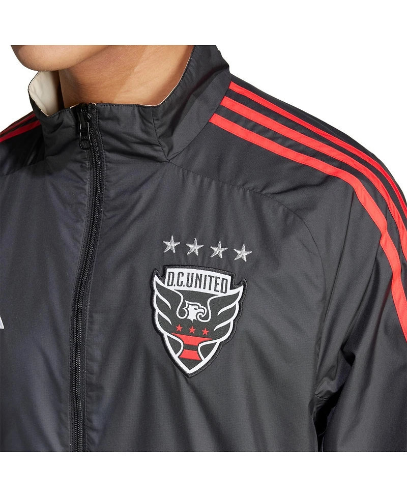 Adidas Men's Black/White D.c. United 2025 Anthem Reversible Full-Zip Jacket