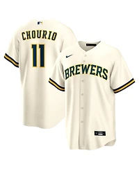 Nike Men's Jackson Chourio Cream Milwaukee Brewers Home Replica Jersey