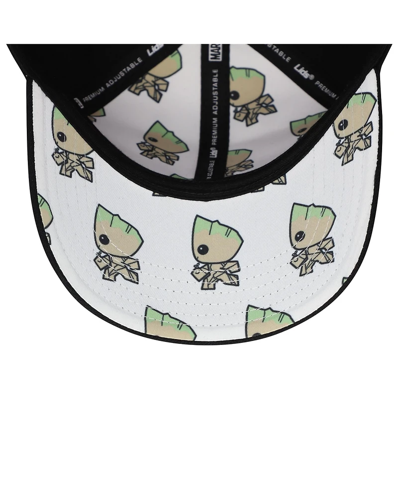 Lids Big Boys and Girls Black Guardians of the Galaxy Groot Chibi Adjustable Hat