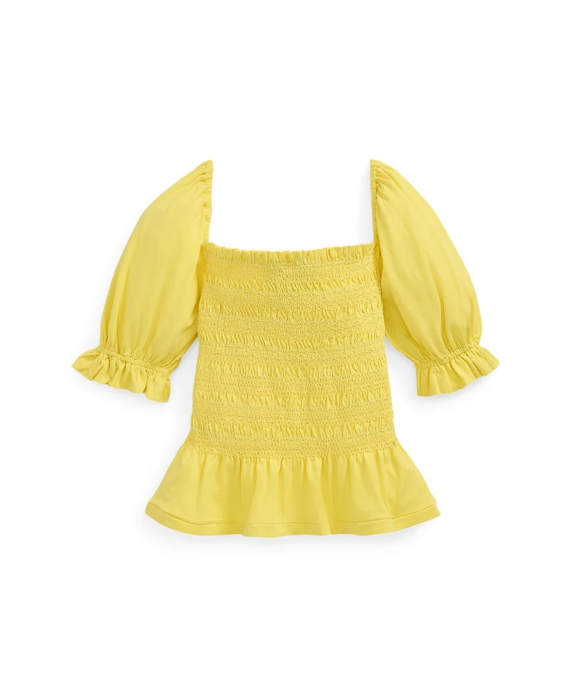 Polo Ralph Lauren Big Girls Smocked Jersey Peplum Top