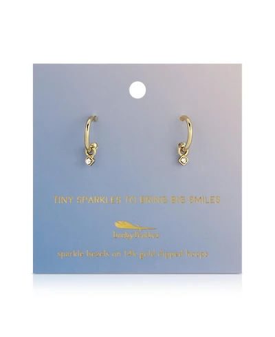 Lucky Feather Hoops with Drop - Sparkle Bezel