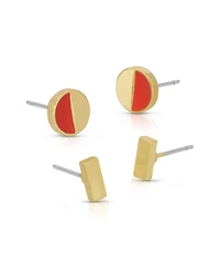 Lucky Feather Earring Set - 2 pr - Half circle/Bar