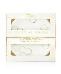 Lucky Feather Bracelet + Dish Set - Honey