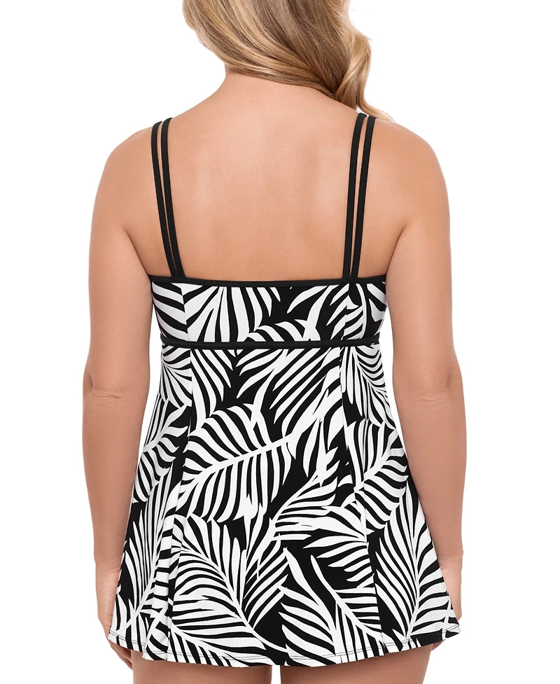 Swim Solutions Women's Printed Empire Princess-Seam Dress