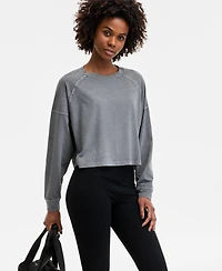 Id Ideology Women's Distressed Long-Sleeve Cropped Top, Exclusively at Macy's