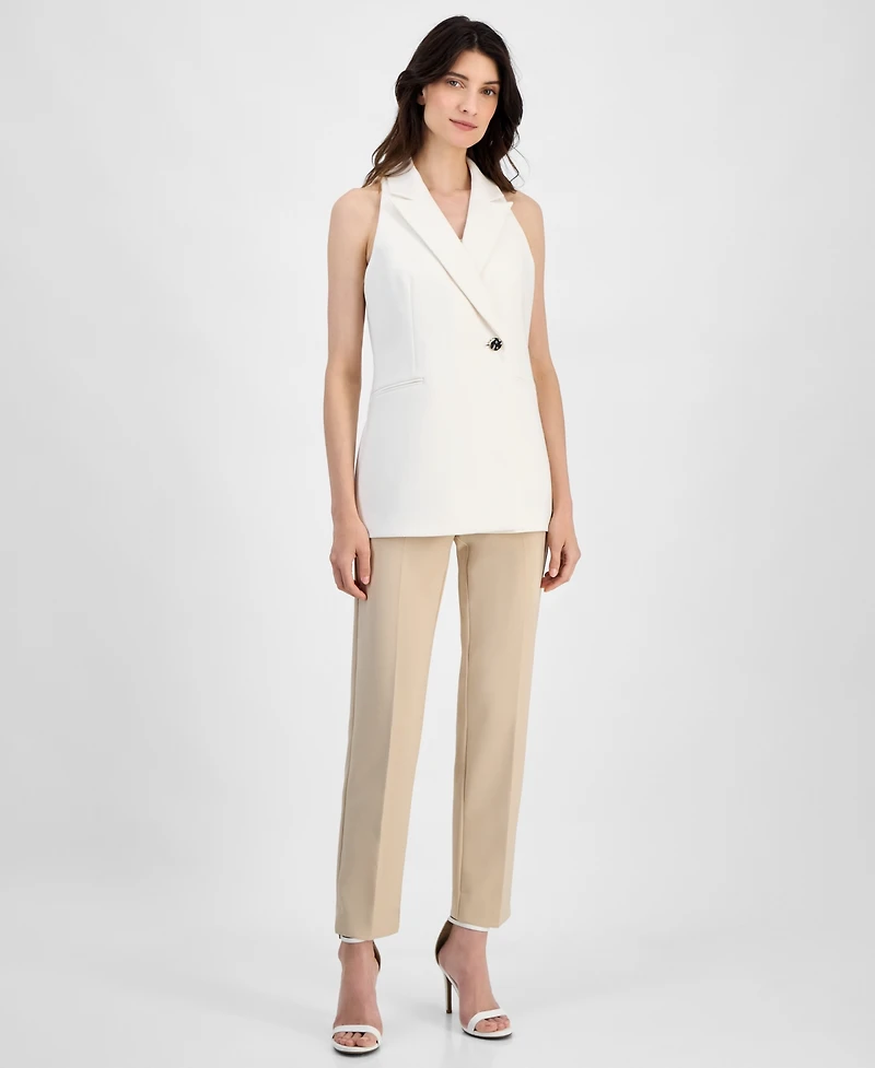 Women's Sleeveless Notched-Collar One-Button Blazer