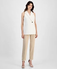 Women's Sleeveless Notched-Collar One-Button Blazer