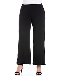24seven Comfort Apparel Plus Elastic Waist Flared Leg Palazzo Pants