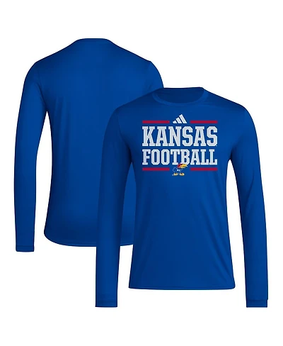 Adidas Men's Royal Kansas Jayhawks Locker Football Pre-Game Aeroready Long Sleeve T-Shirt