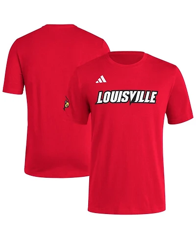 Adidas Men's Red Louisville Cardinals Fresh Wordmark T-Shirt