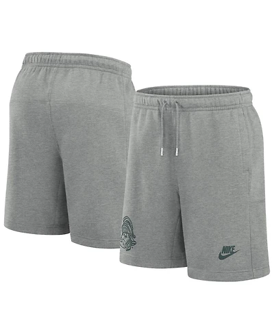 Nike Men's Heather Gray Michigan State Spartans Legacy Essential Fleece Shorts