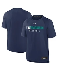 Nike Men's Navy Seattle Mariners Authentic Collection Pregame Raglan Performance T-Shirt