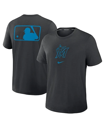Nike Men's Black Miami Marlins Authentic Collection Early Work Tri-Blend Performance T-Shirt