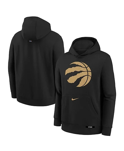 Nike Big Boys and Girls Black Toronto Raptors 2024/25 City Edition Club Fleece Pullover Hoodie