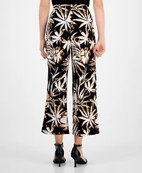 Ak Anne Klein Petite Floral-Print Cropped Pull-On Pants