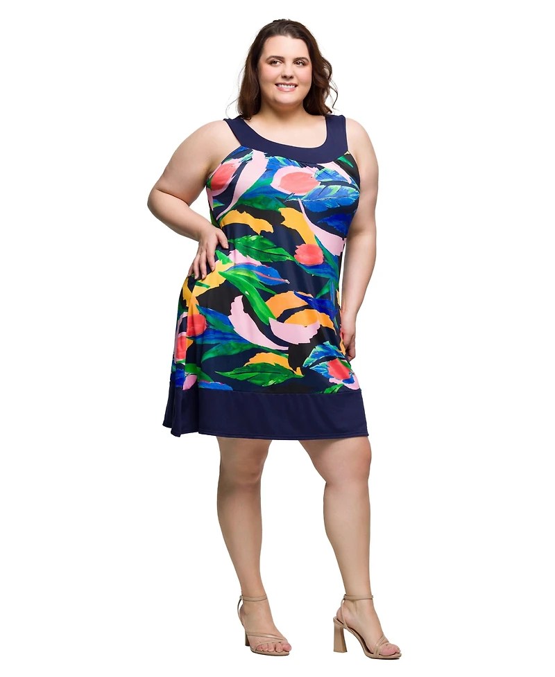 24seven Comfort Apparel Plus Scoop Neck Sleeveless Knee Length Dress