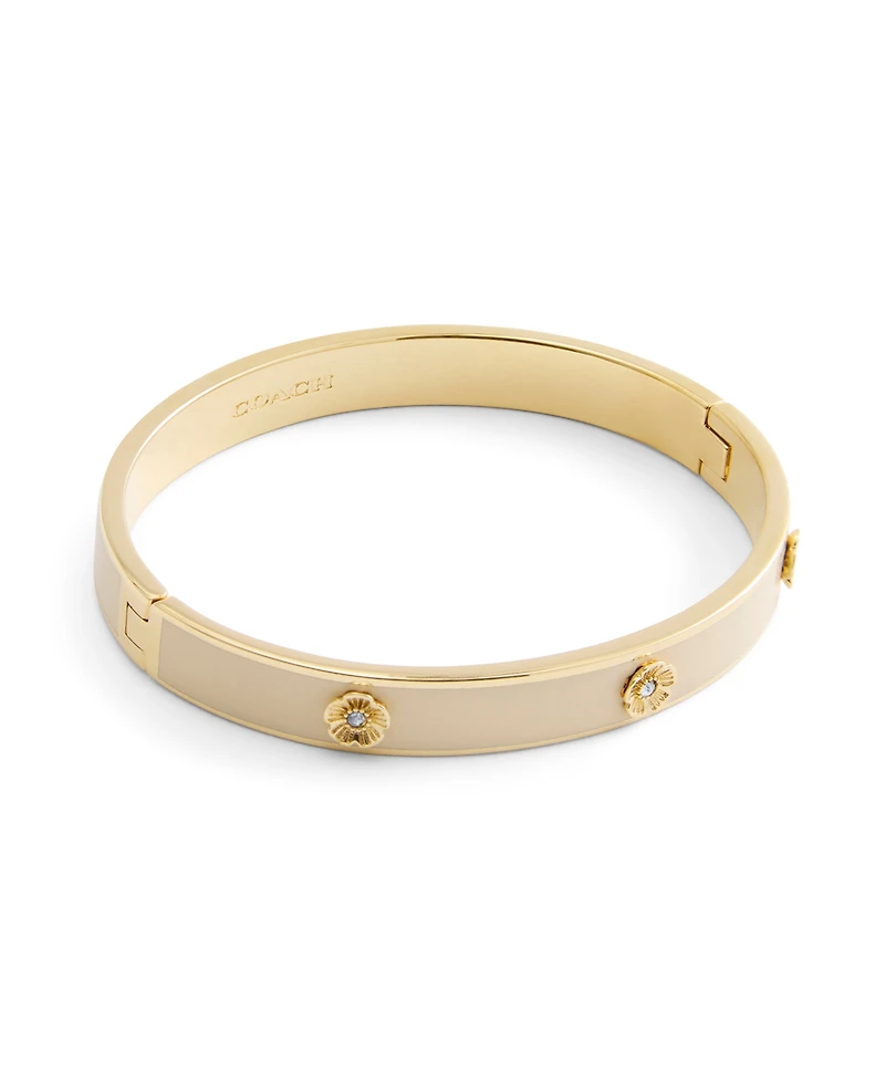 Coach Signature Faux Stone Tea Rose Enamel Bangle Boxed Bracelet