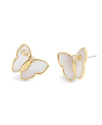 Coach Signature Mother of Pearl Butterfly Stud Earrings