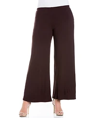 24seven Comfort Apparel Plus Elastic Waist Flared Leg Palazzo Pants
