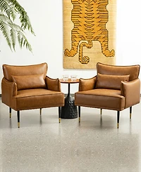 Glitzhome 32" Leatherette Mid-Century Modern Armchair