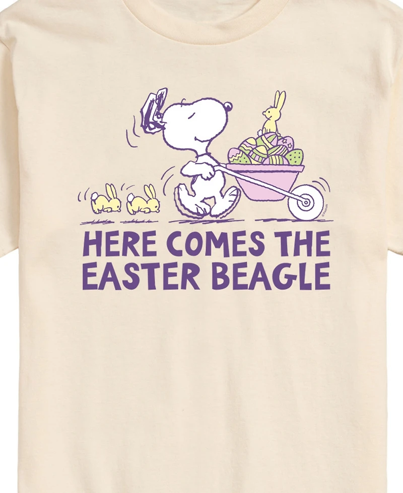 Airwaves Men's Peanuts Snoopy Here Comes The Easter Beagle Short Sleeve T-Shirt