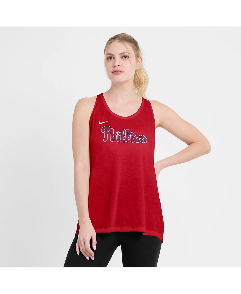 Nike Women's Red Philadelphia Phillies Crisscross Performance Tank Top