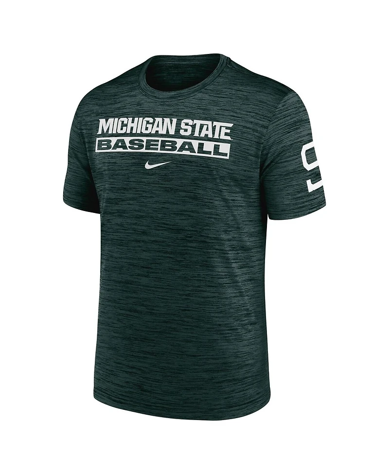 Nike Men's Green Michigan State Spartans Velocity Baseball Wordmark Stack Performance T-Shirt