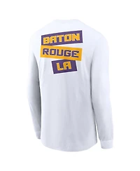 Nike Men's White Lsu Tigers Two-Hit Classic Location Long Sleeve T-Shirt