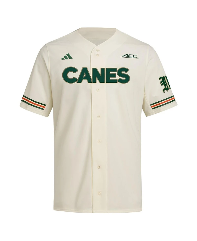 Adidas Men's Cream Miami Hurricanes Replica Baseball Jersey