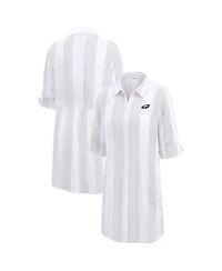 Tommy Bahama Women's Khaki/White Philadelphia Eagles Rugby Beach Stripe Button-Up Tunic Top