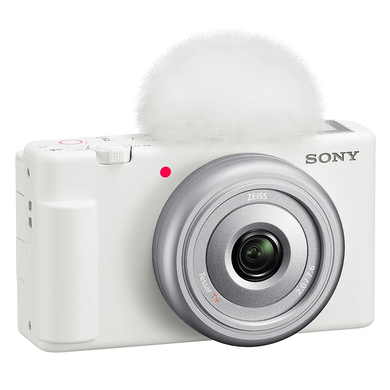 Sony Zv-1F Vlogging Camera, White Bundle with ACCVC1 Vlogger Accessory Kit, Shotgun Mic, Tripod, Shoulder Bag, Extra Battery, Charger, Screen Protecto