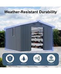 Mondawe 8x10ft Outdoor Storage Shed, Large Metal Tool Sheds with Window and Lockable Doors
