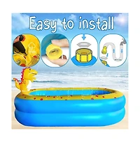 Inflatable Dinosaur Pool kid pool Kiddie Pool Indoor Outdoor Kids Swimming for Ages 2+ 67"x 41"x 32" Blue