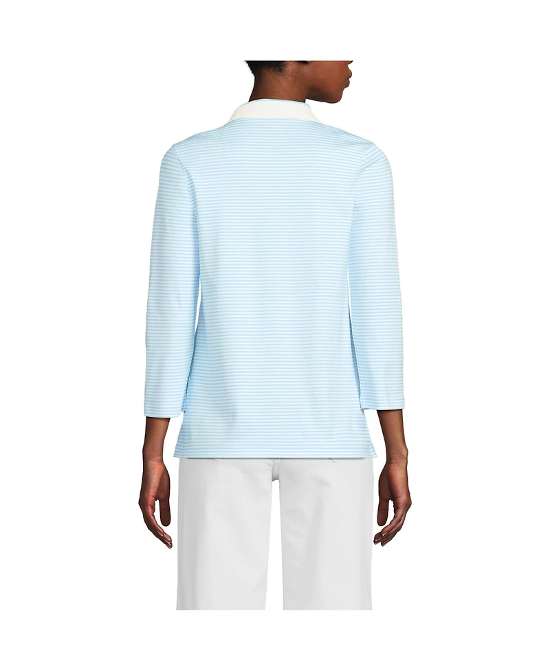 Lands' End Women's 3/4 Sleeve Supima Cotton Polo Shirt